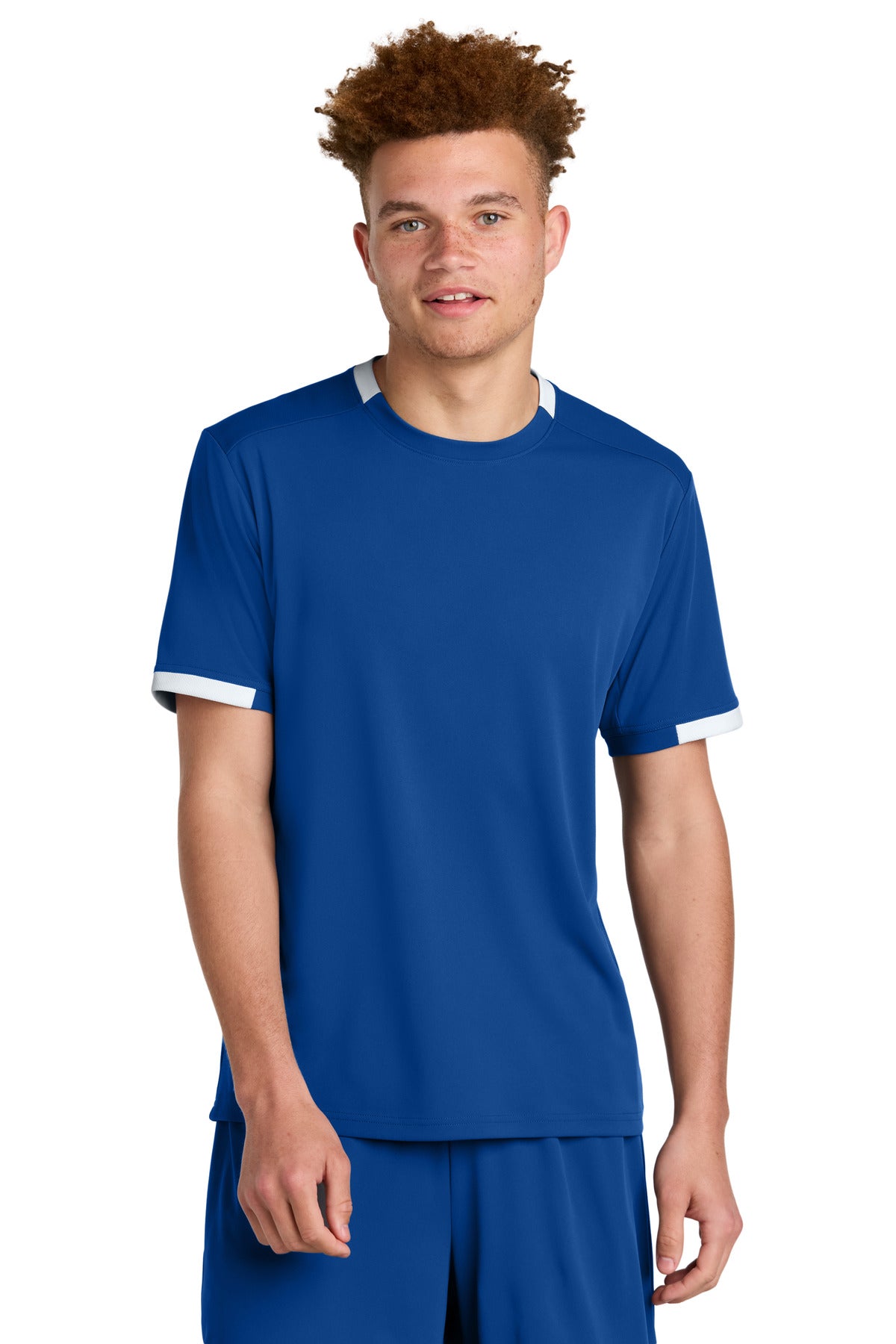 Sport-Tek Club Short Sleeve Crew - True Royal/ White