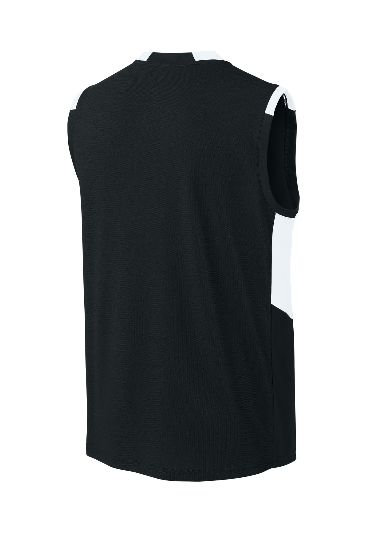 Sport-Tek Club Sleeveless V-Neck - Black/ White