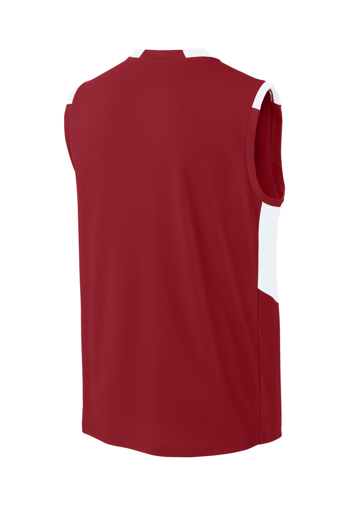Sport-Tek Club Sleeveless V-Neck - Deep Red/ White
