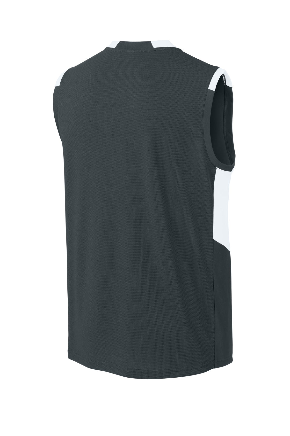 Sport-Tek Club Sleeveless V-Neck - Iron Grey/ White