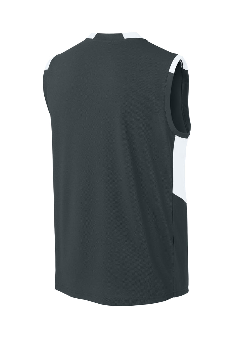 Sport-Tek Club Sleeveless V-Neck - Iron Grey/ White