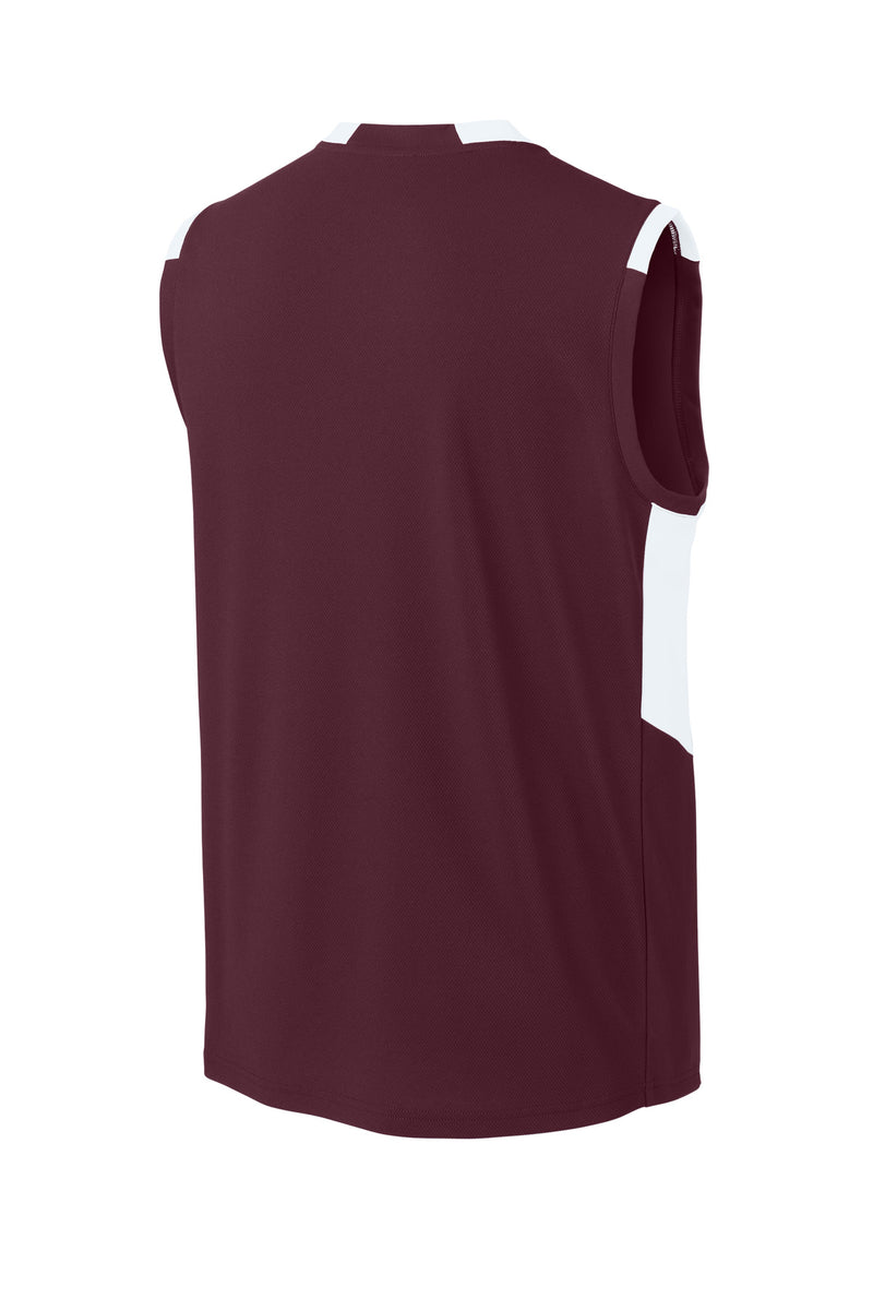 Sport-Tek Club Sleeveless V-Neck - Maroon/ White