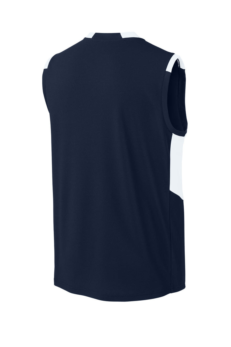 Sport-Tek Club Sleeveless V-Neck - True Navy/ White