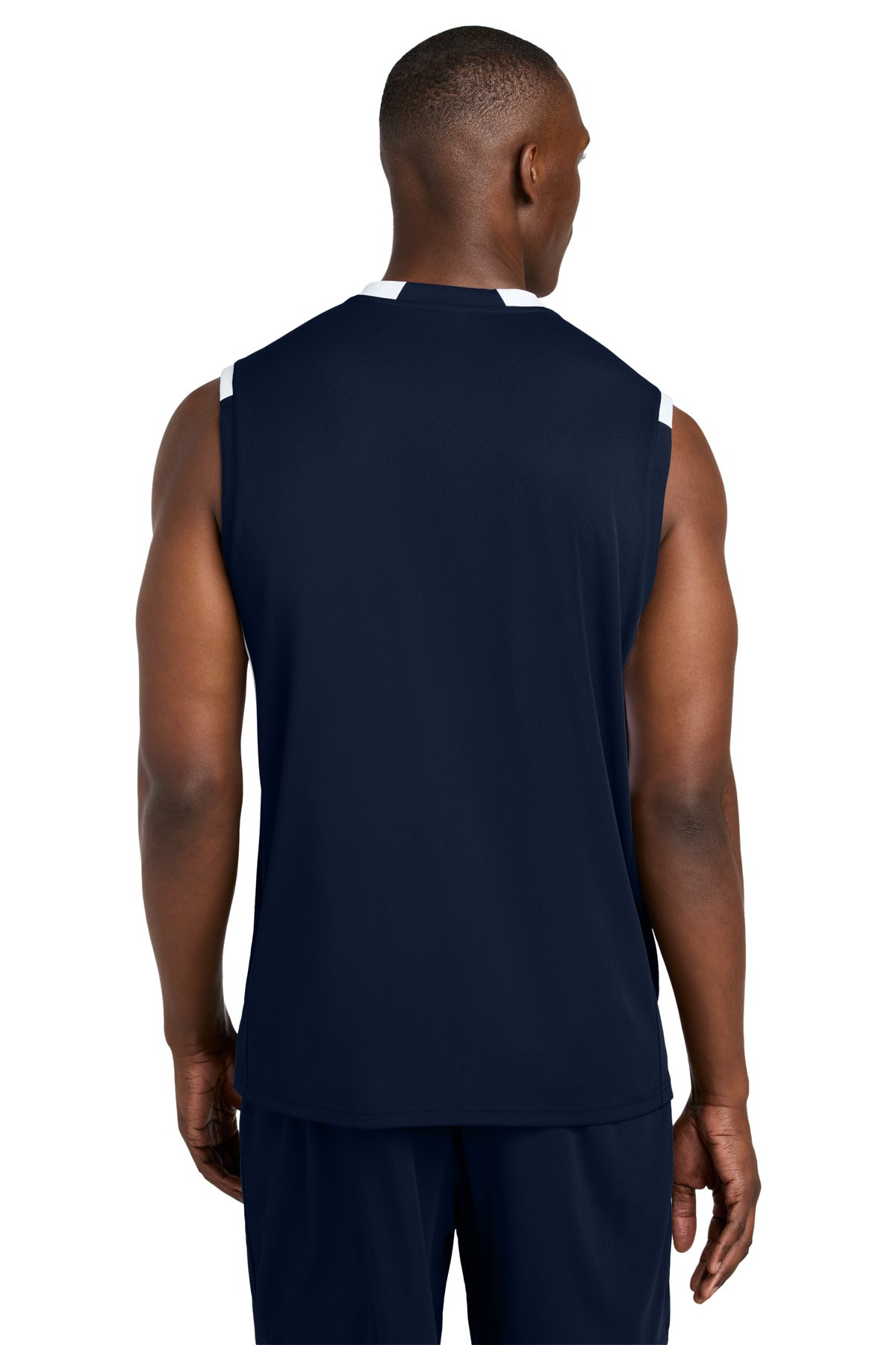 Sport-Tek Club Sleeveless V-Neck - True Navy/ White