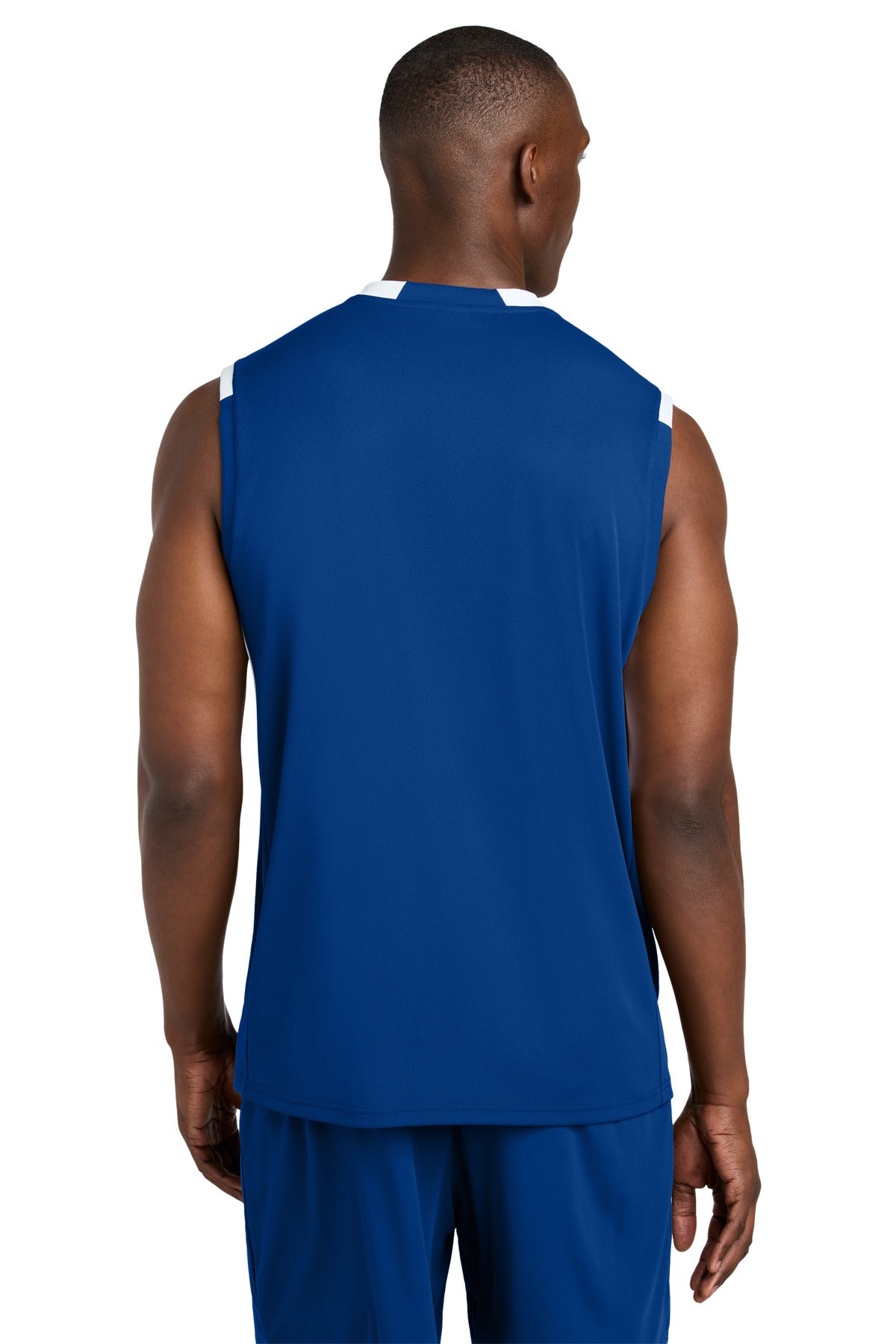 Sport-Tek Club Sleeveless V-Neck - True Royal/ White