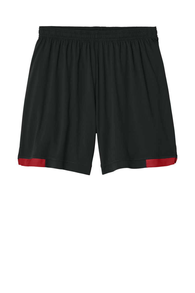 Sport-Tek Club 7  Short - Black/ Deep Red