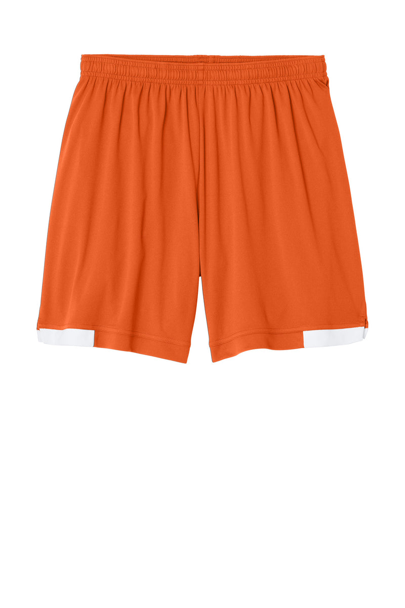 Sport-Tek Club 7  Short - Deep Orange/ White