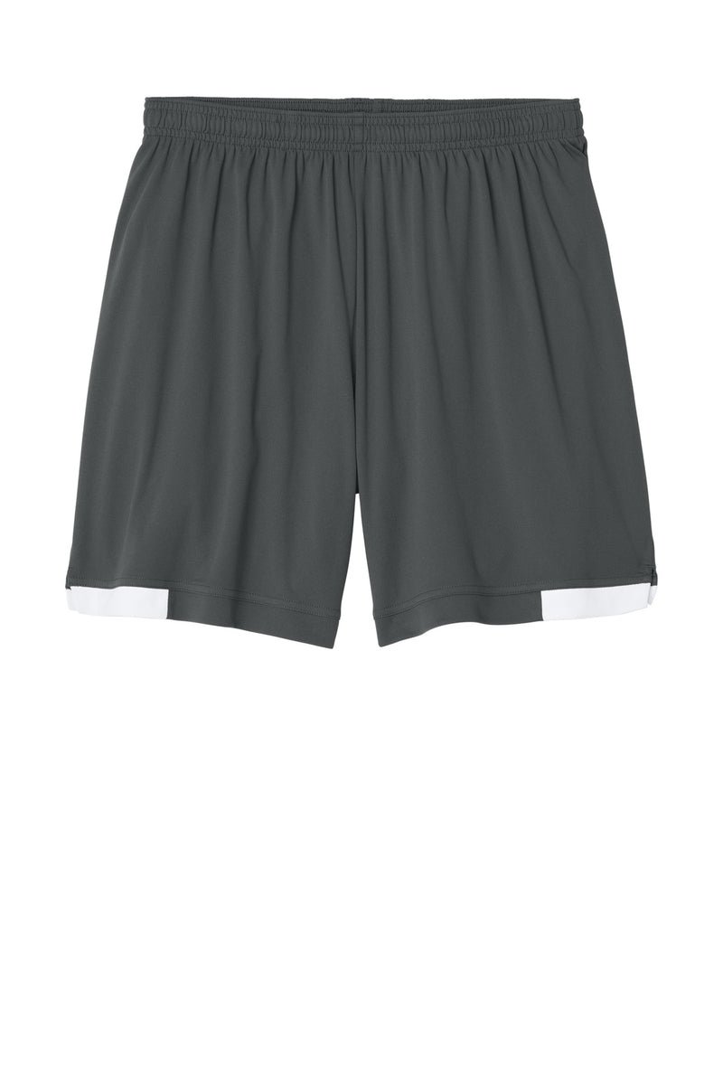 Sport-Tek Club 7  Short - Iron Grey/ White