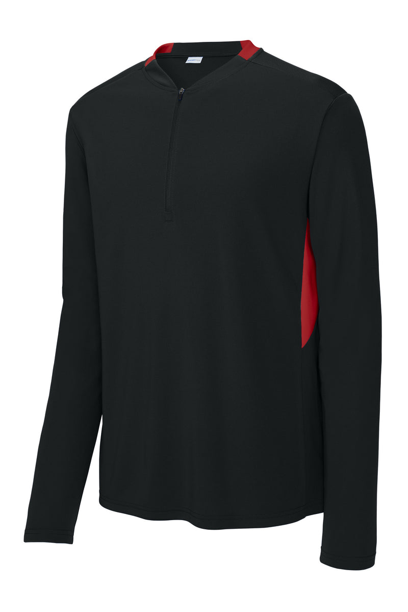 Sport-Tek Club 1/4-Zip Pullover - Black/ Deep Red