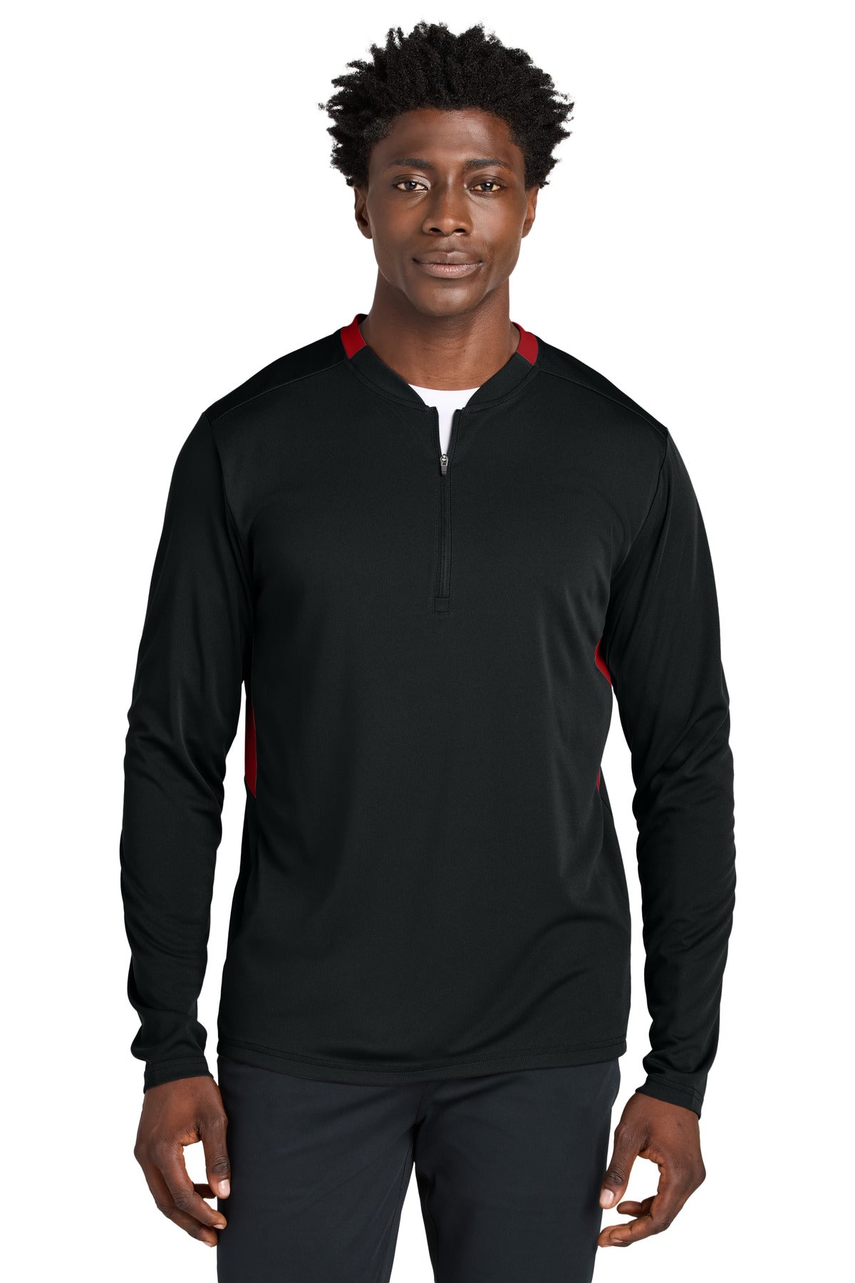 Sport-Tek Club 1/4-Zip Pullover - Black/ Deep Red