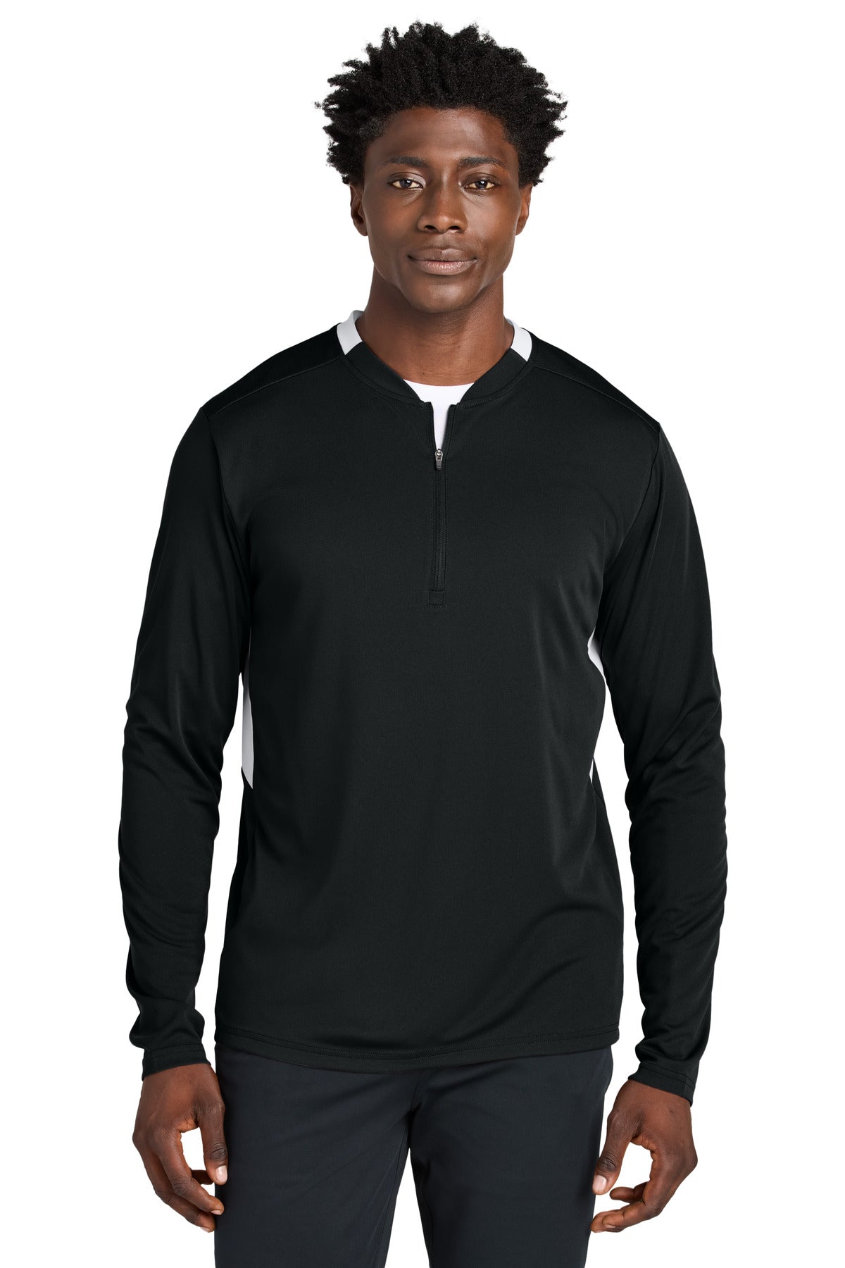 Sport-Tek Club 1/4-Zip Pullover - Black/ White