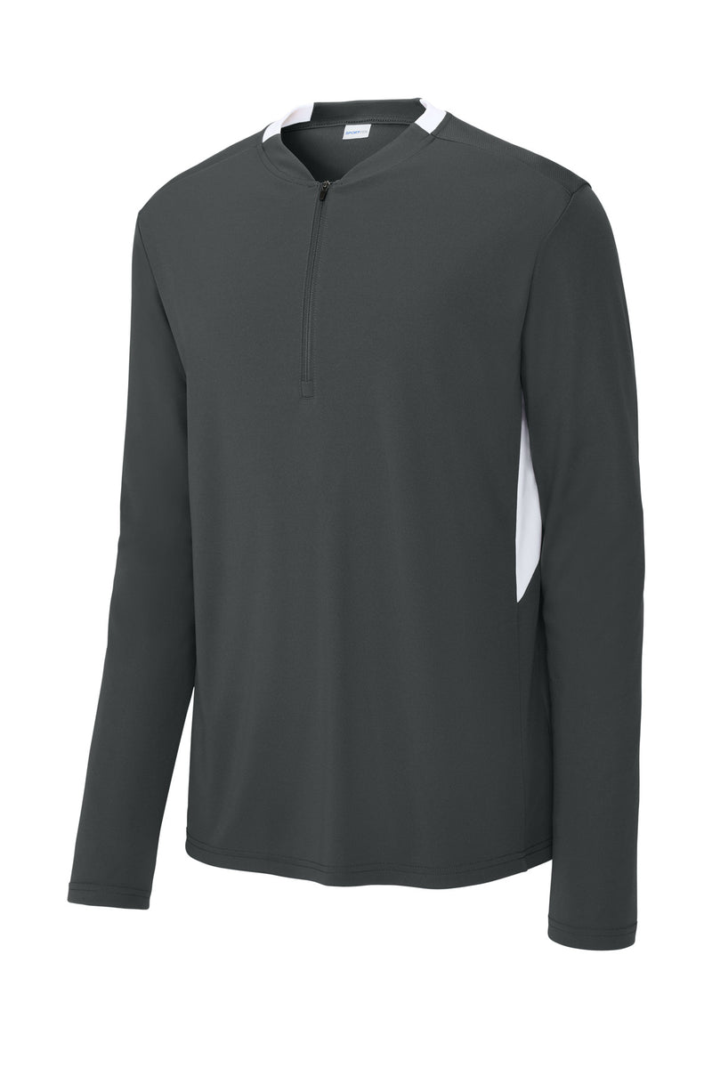 Sport-Tek Club 1/4-Zip Pullover - Iron Grey/ White