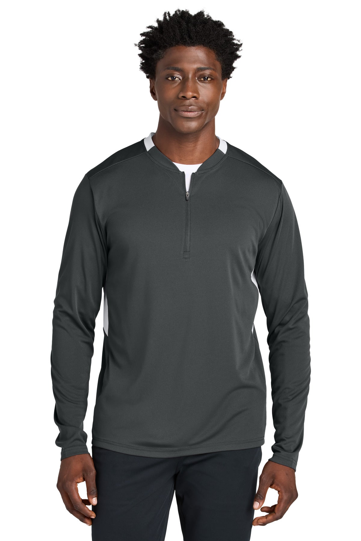 Sport-Tek Club 1/4-Zip Pullover - Iron Grey/ White