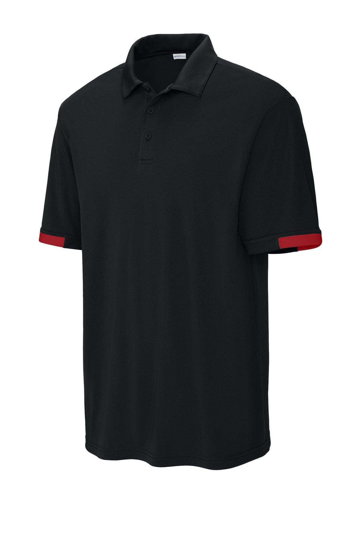 Sport-Tek Club Colorblock Polo - Black/ Deep Red