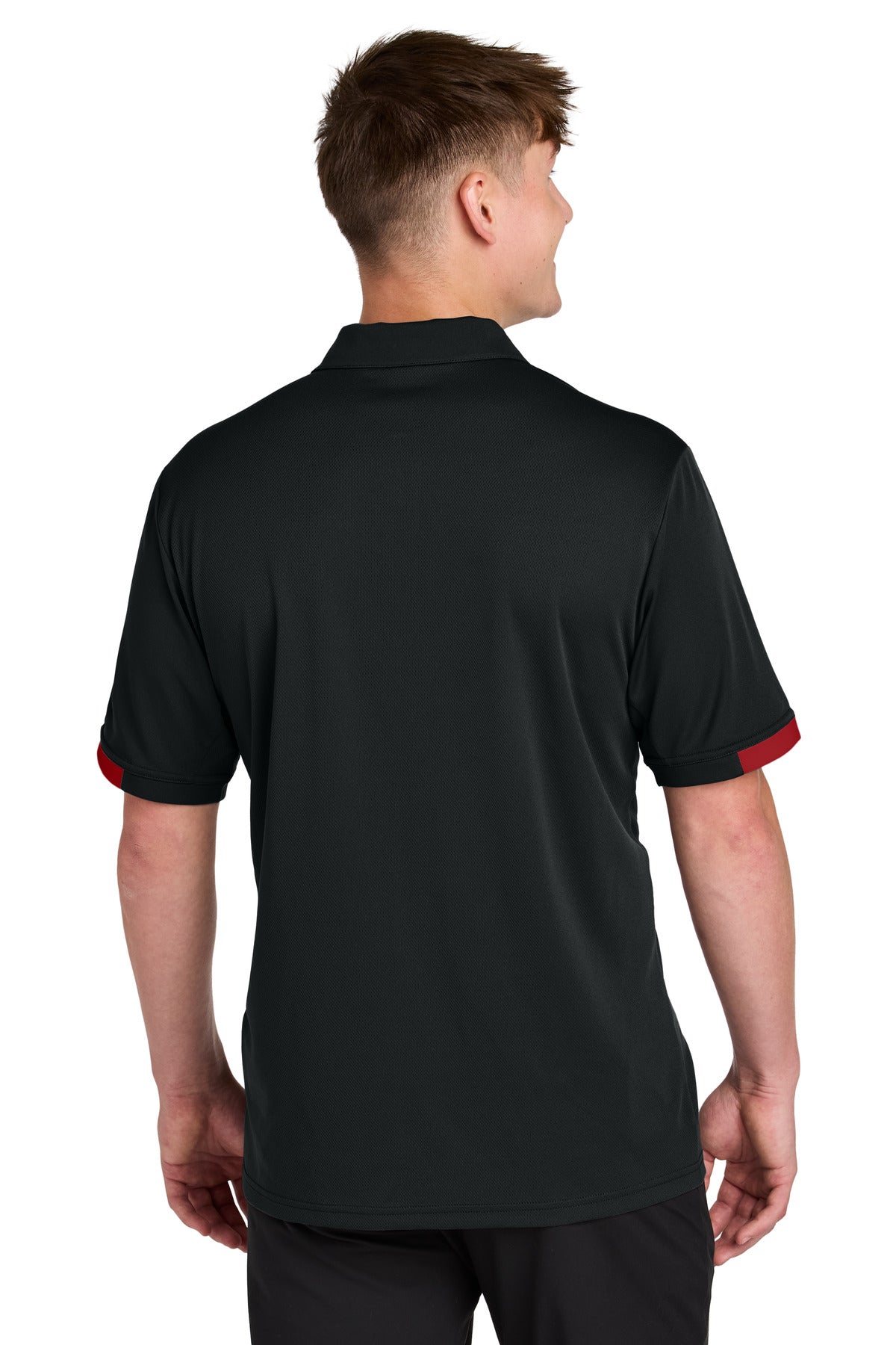 Sport-Tek Club Colorblock Polo - Black/ Deep Red