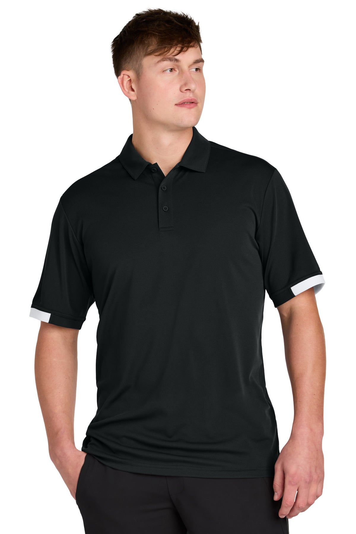 Sport-Tek Club Colorblock Polo - Black/ White