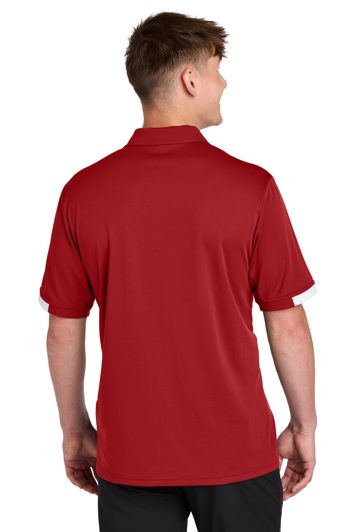 Sport-Tek Club Colorblock Polo - Deep Red/ White