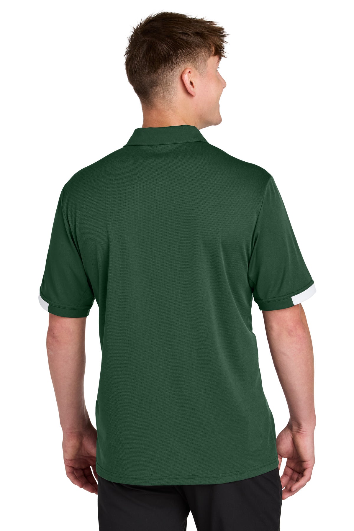Sport-Tek Club Colorblock Polo - Forest Green/ White