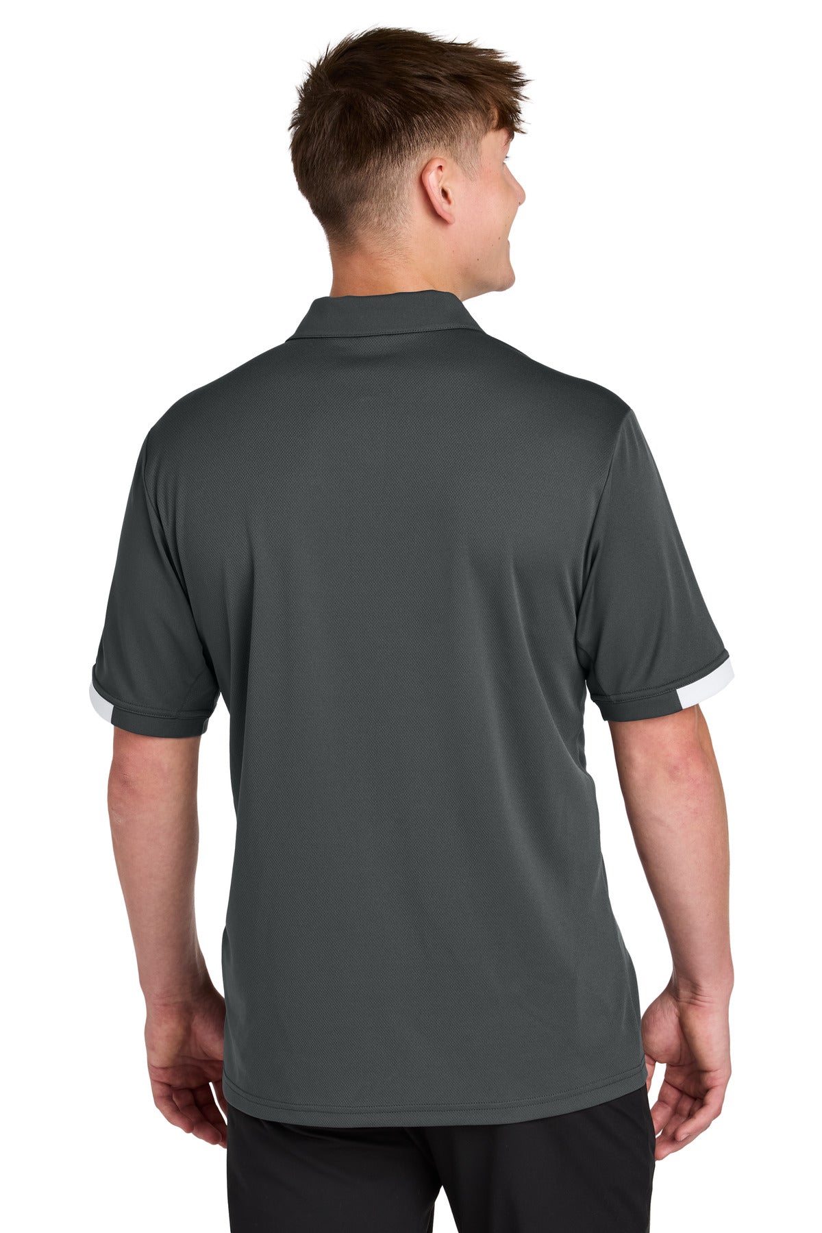 Sport-Tek Club Colorblock Polo - Iron Grey/ White
