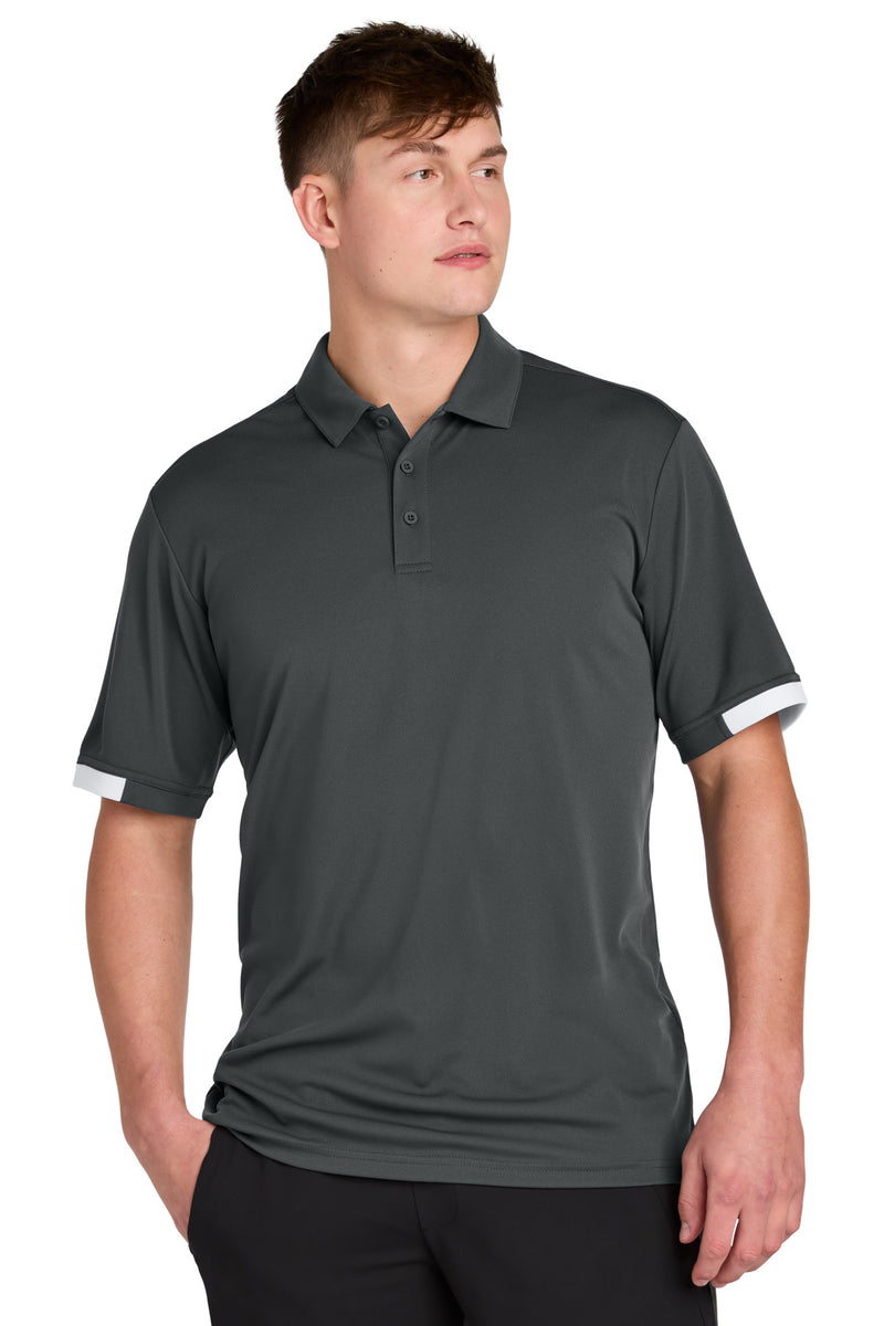 Sport-Tek Club Colorblock Polo - Iron Grey/ White