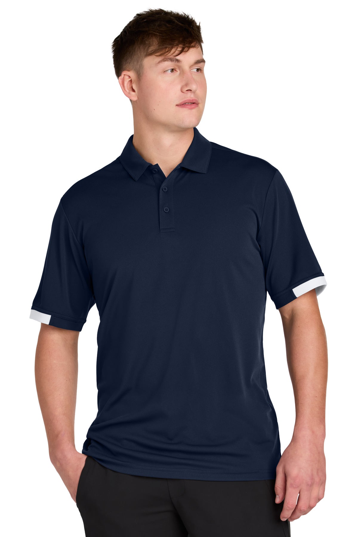 Sport-Tek Club Colorblock Polo - True Navy/ White