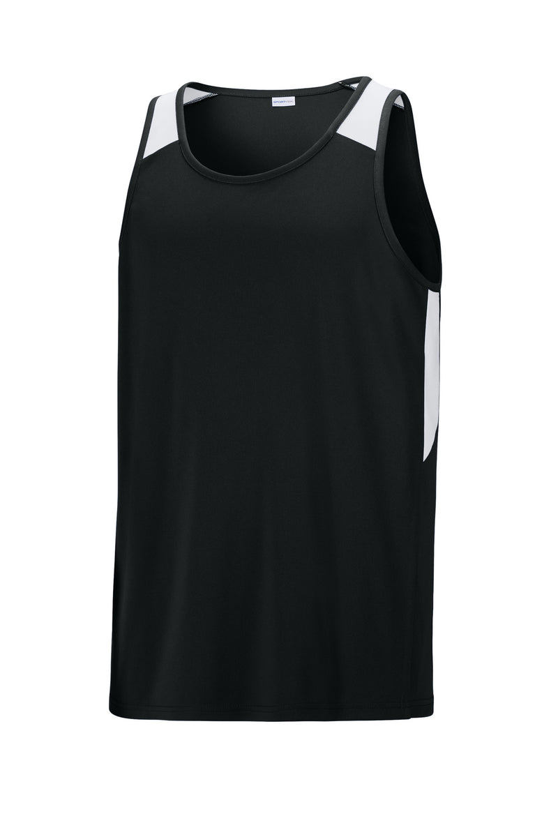 Sport-Tek Club Track Tank - Black/ White