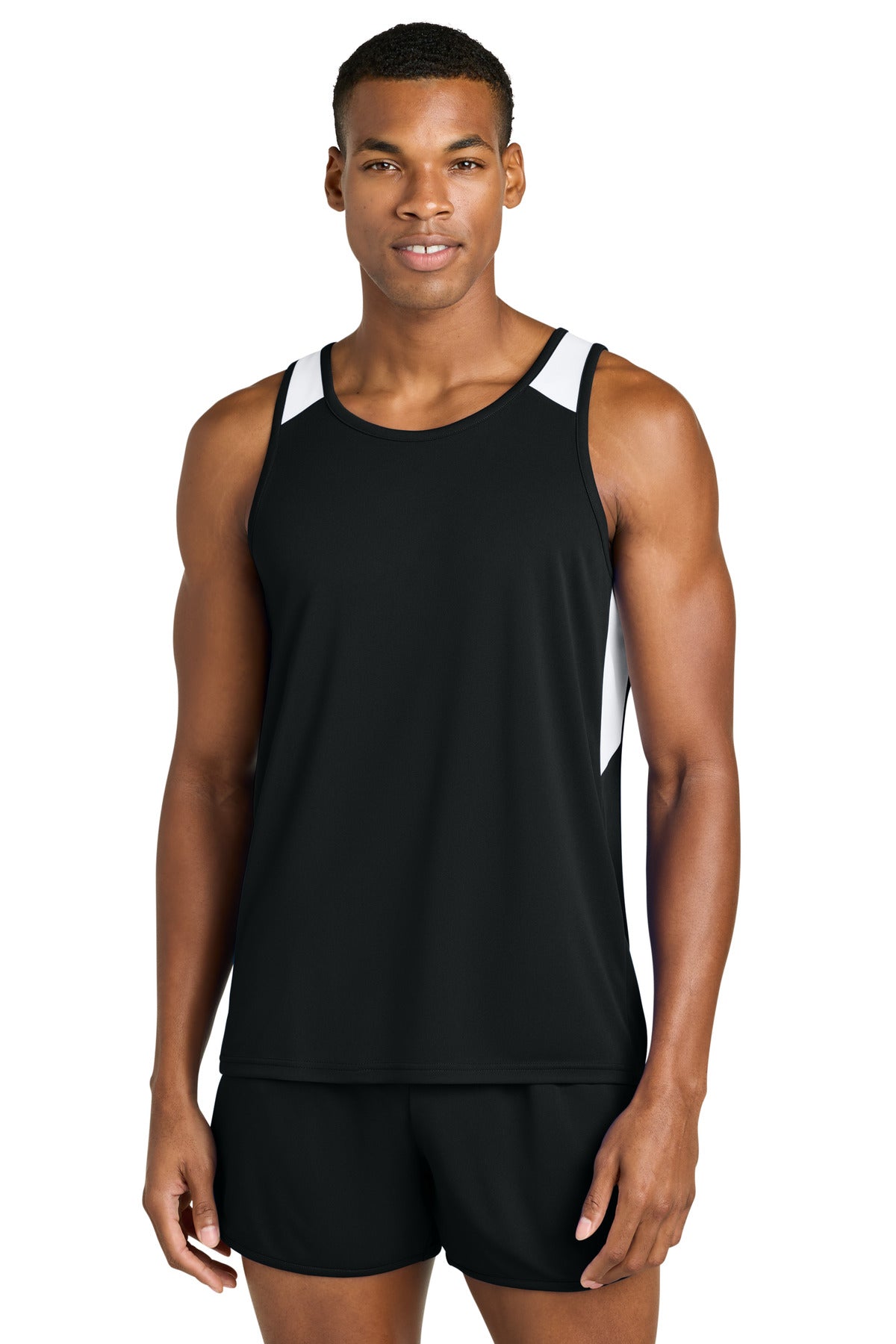 Sport-Tek Club Track Tank - Black/ White