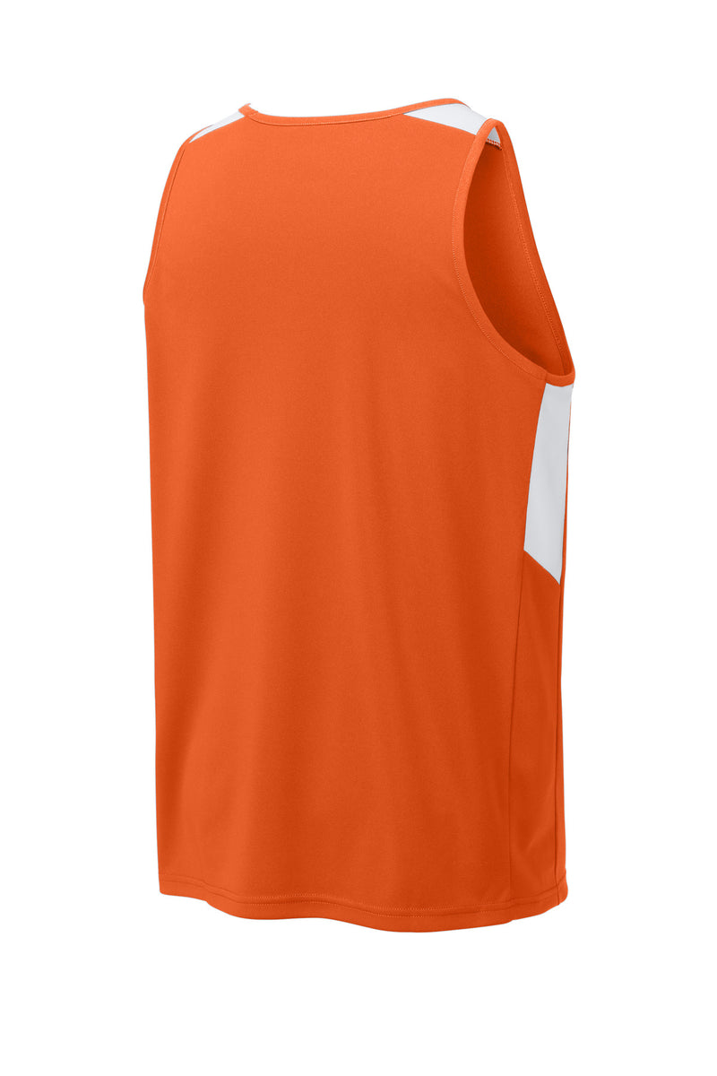 Sport-Tek Club Track Tank - Deep Orange/ White