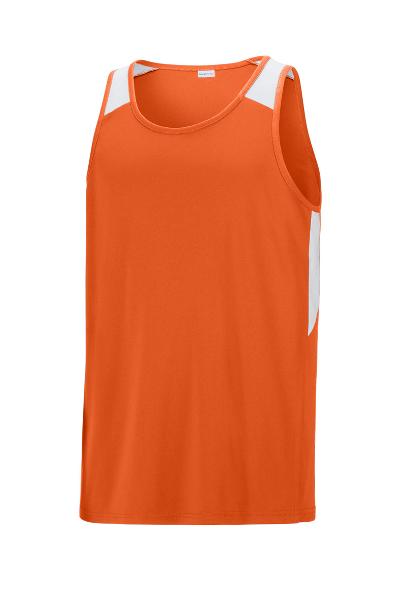 Sport-Tek Club Track Tank - Deep Orange/ White
