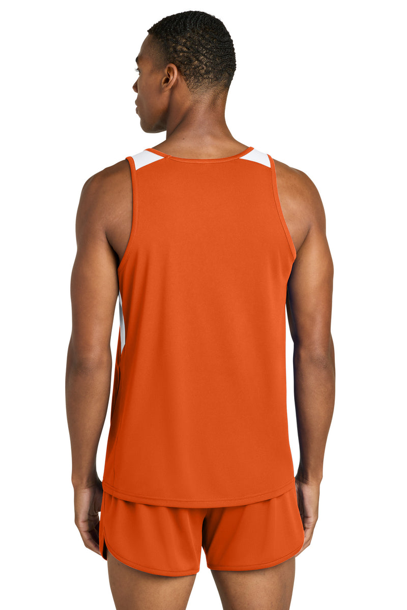 Sport-Tek Club Track Tank - Deep Orange/ White