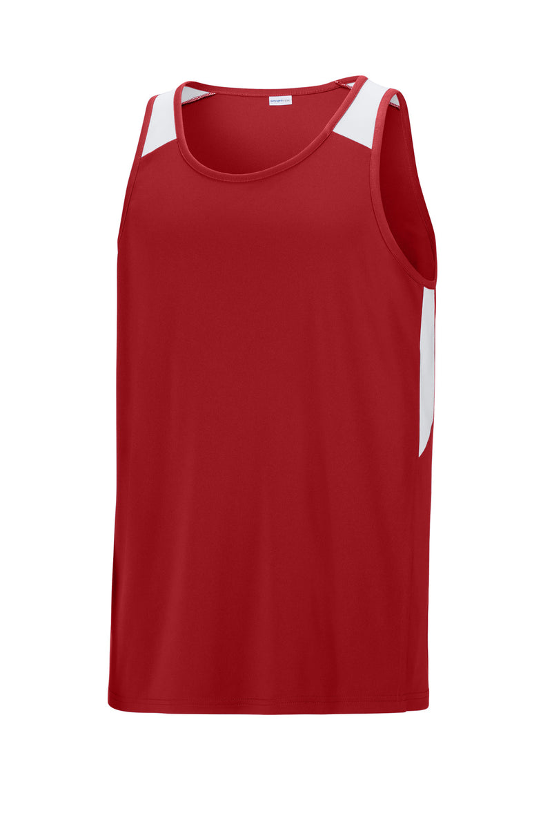 Sport-Tek Club Track Tank - Deep Red/ White