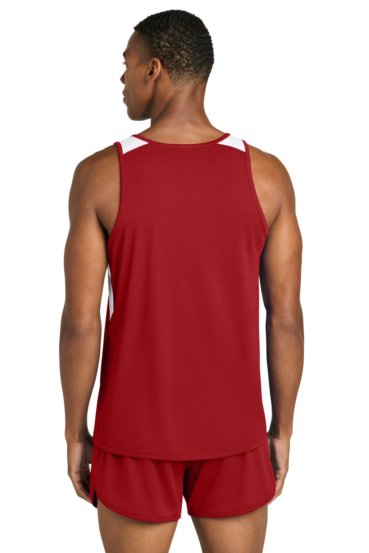 Sport-Tek Club Track Tank - Deep Red/ White