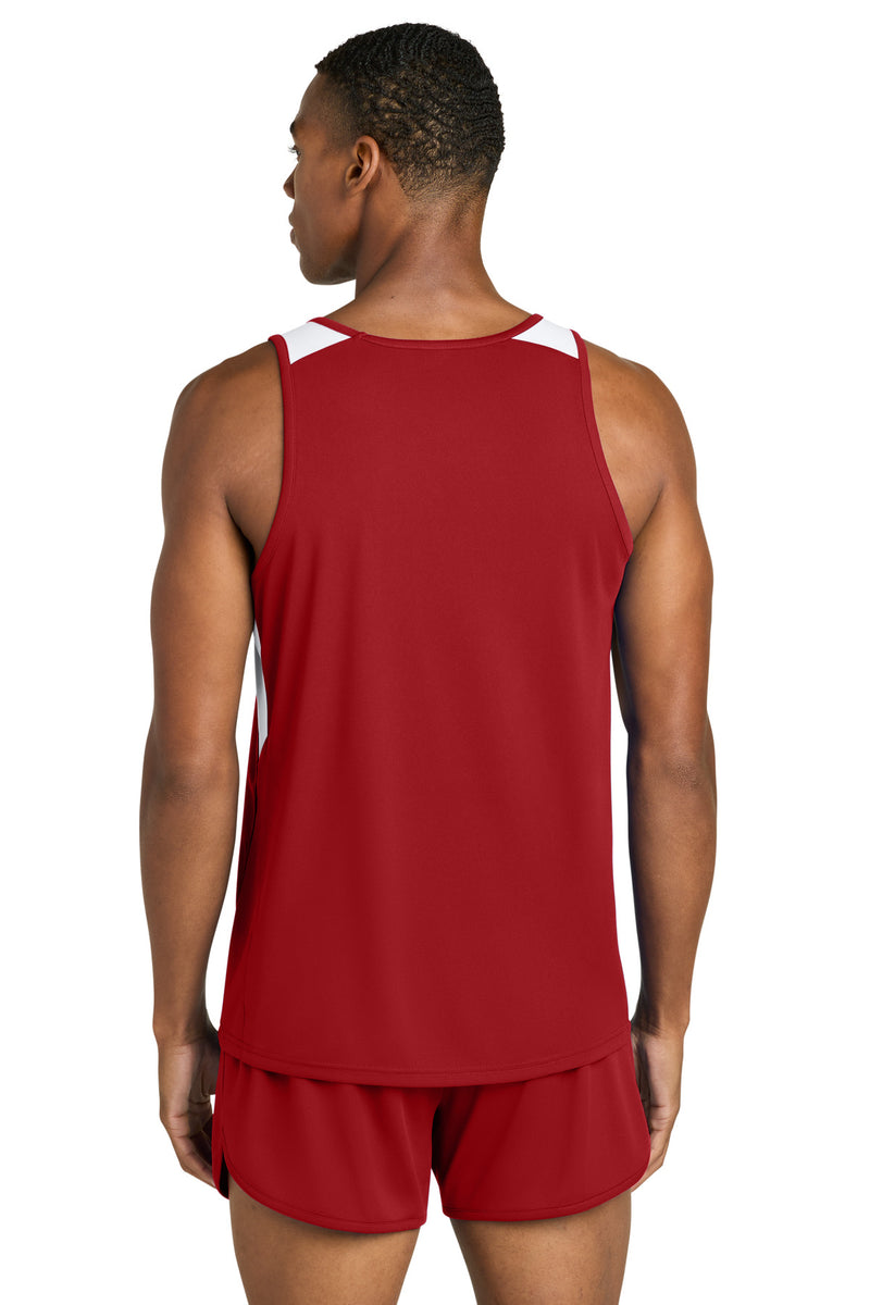 Sport-Tek Club Track Tank - Deep Red/ White