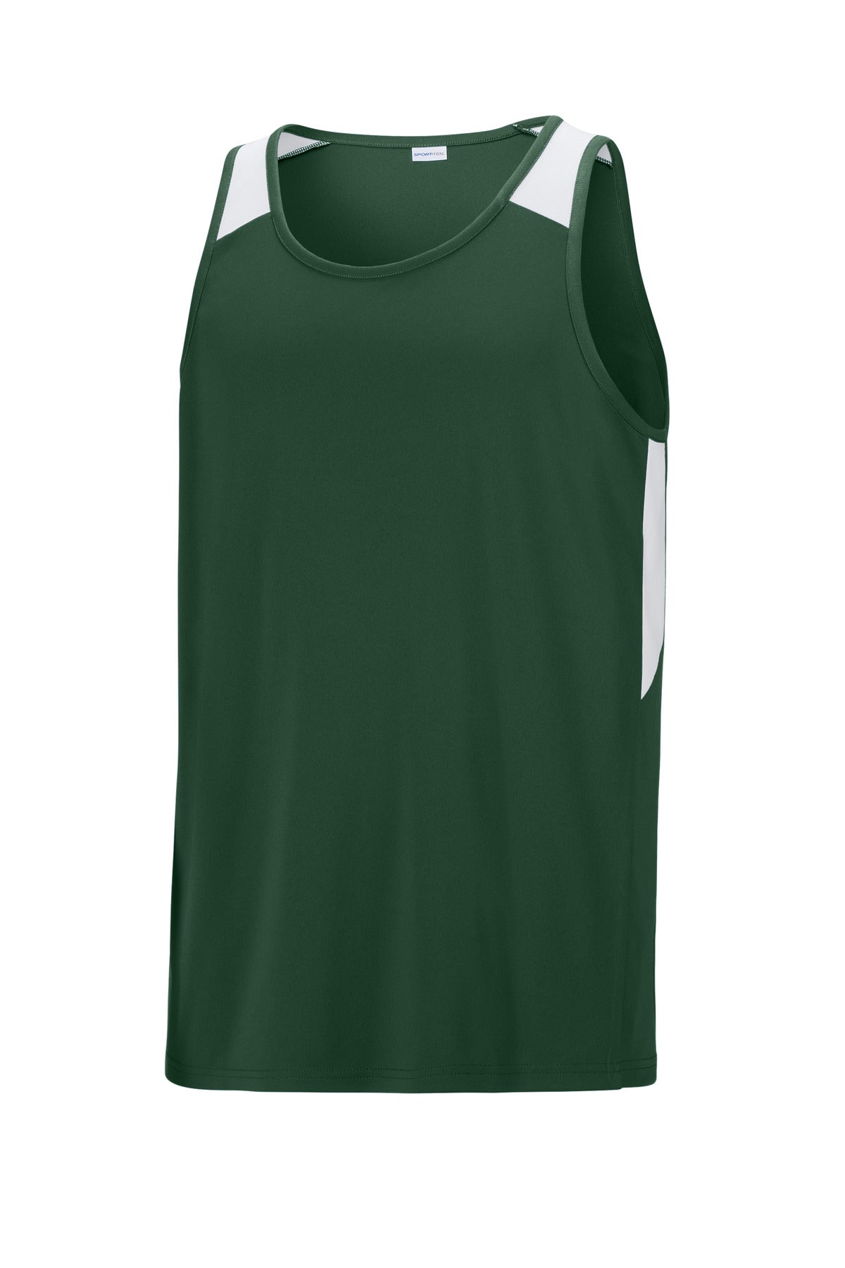 Sport-Tek Club Track Tank - Forest Green/ White