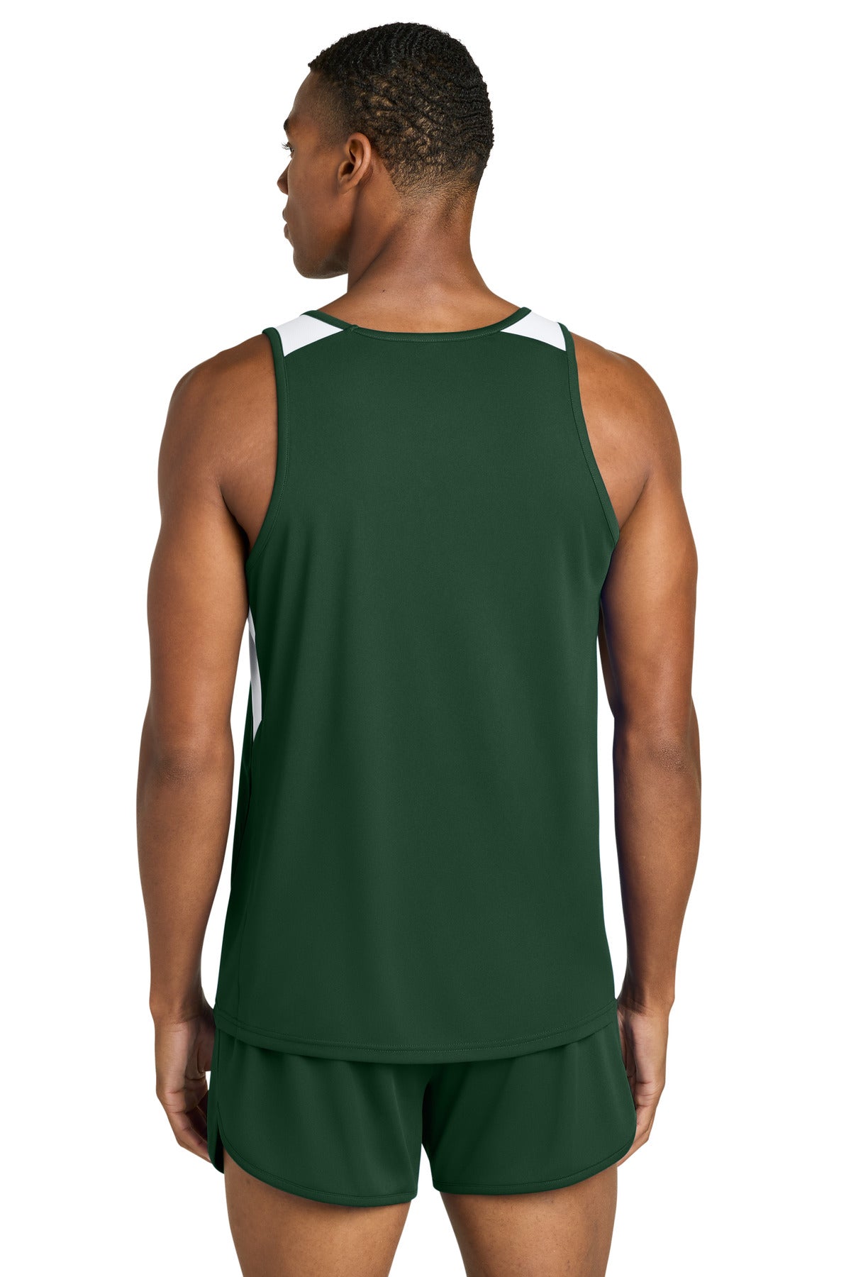 Sport-Tek Club Track Tank - Forest Green/ White
