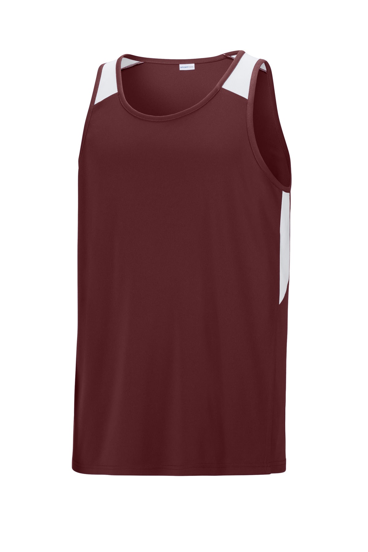 Sport-Tek Club Track Tank - Maroon/ White