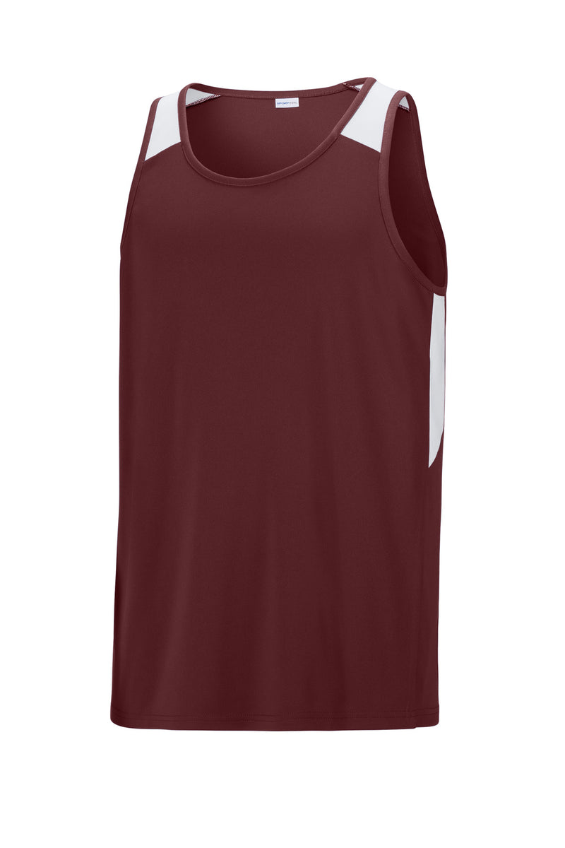 Sport-Tek Club Track Tank - Maroon/ White
