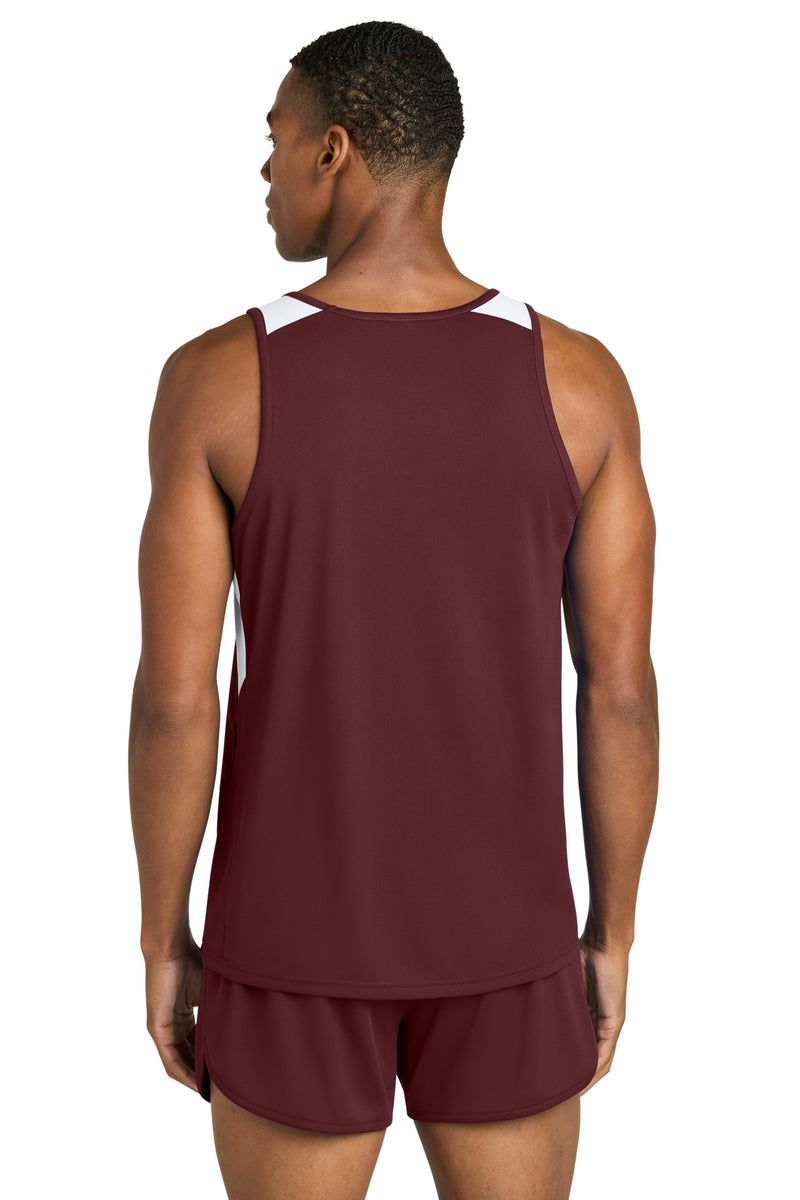 Sport-Tek Club Track Tank - Maroon/ White