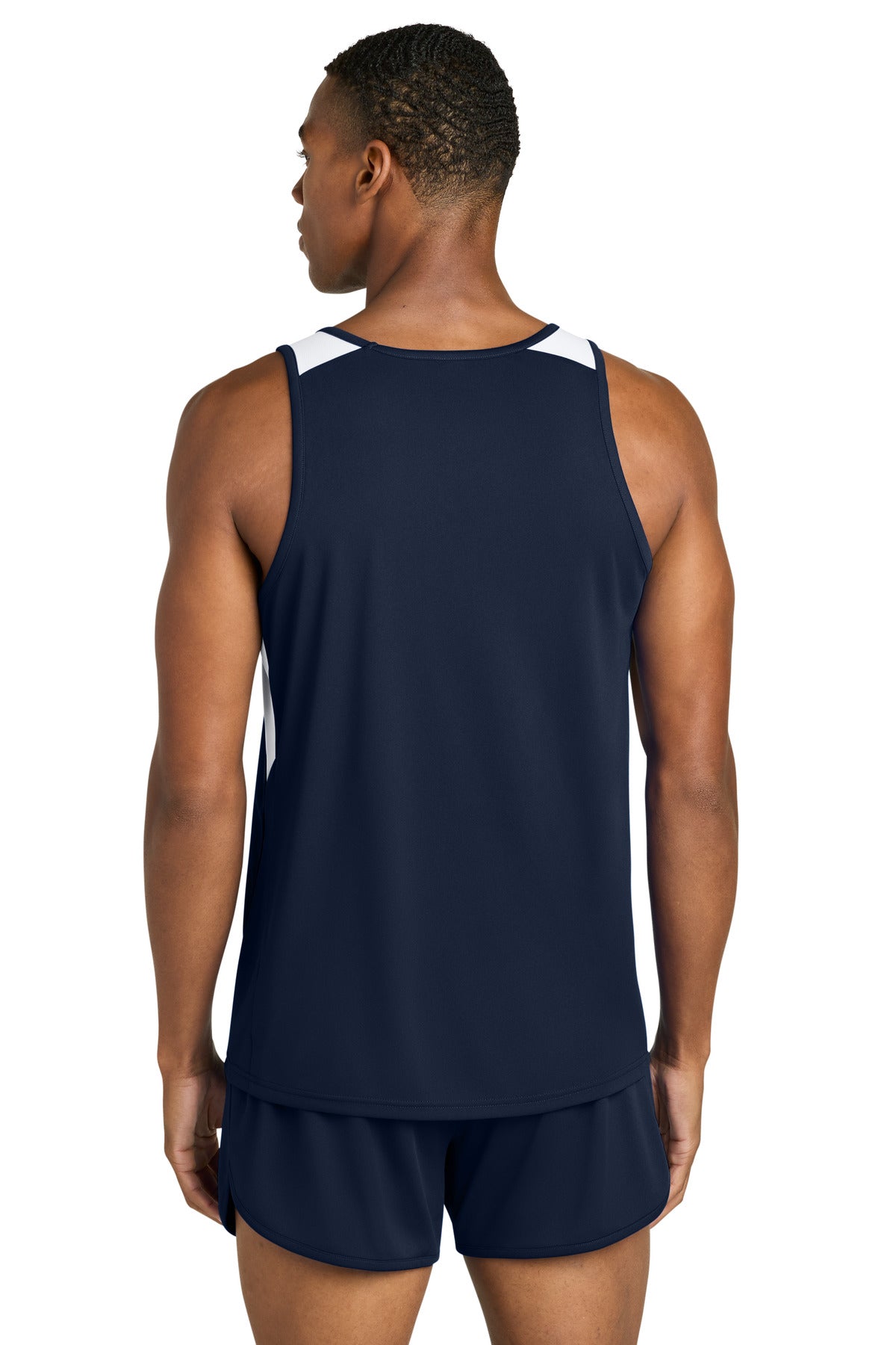 Sport-Tek Club Track Tank - True Navy/ White