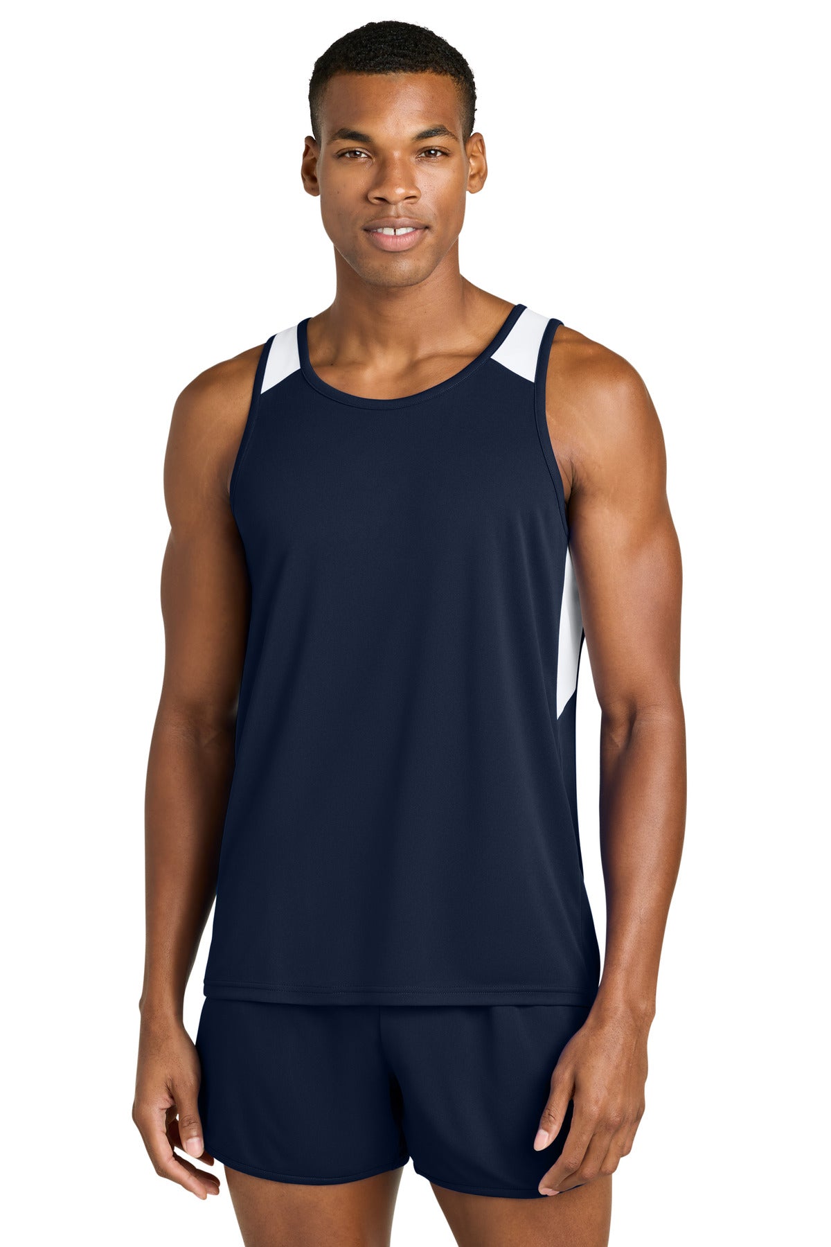Sport-Tek Club Track Tank - True Navy/ White