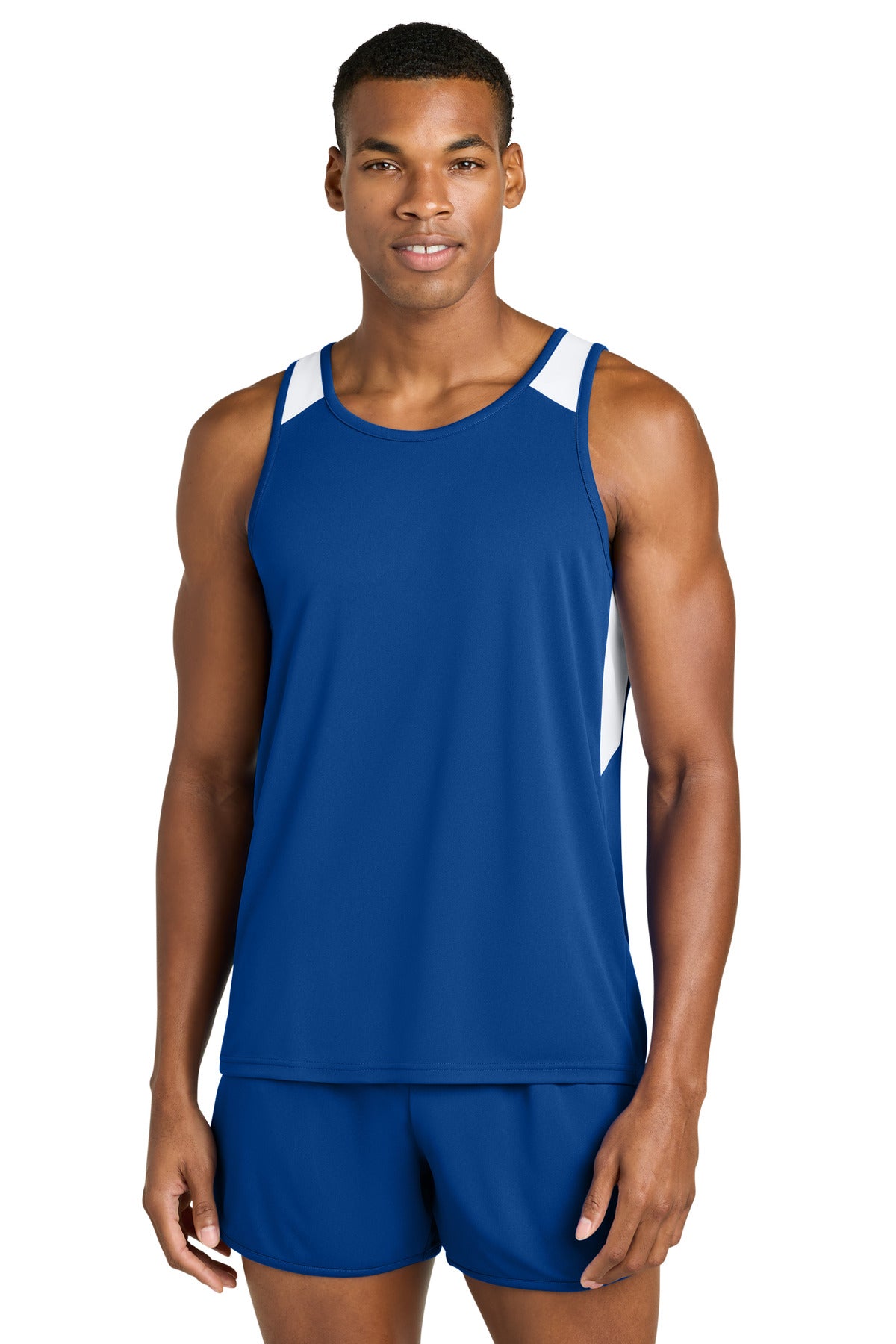 Sport-Tek Club Track Tank - True Royal/ White