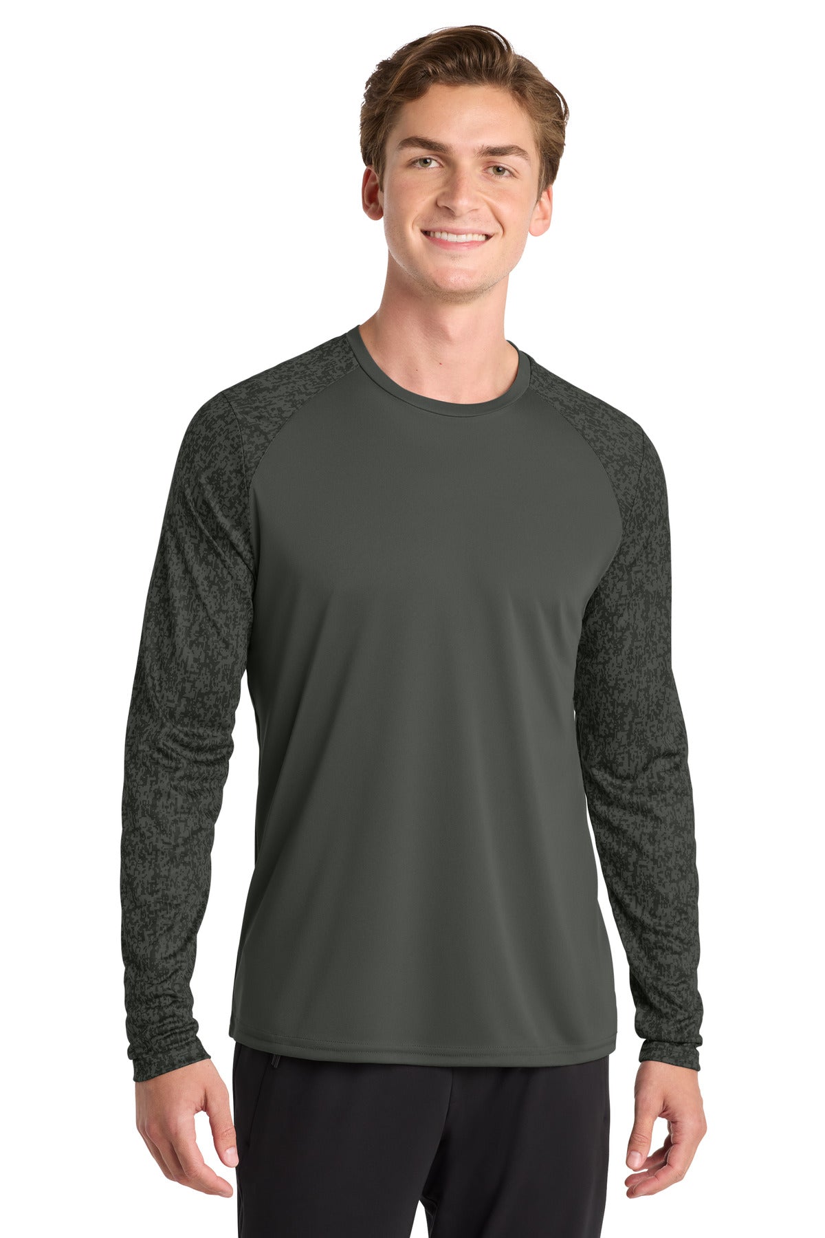 Sport-Tek  Long Sleeve Digi Camo Tee - Black