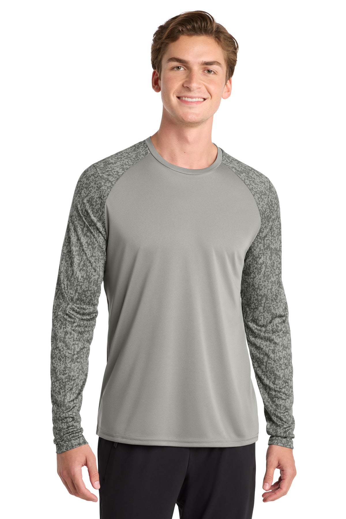 Sport-Tek  Long Sleeve Digi Camo Tee - Grey Concrete
