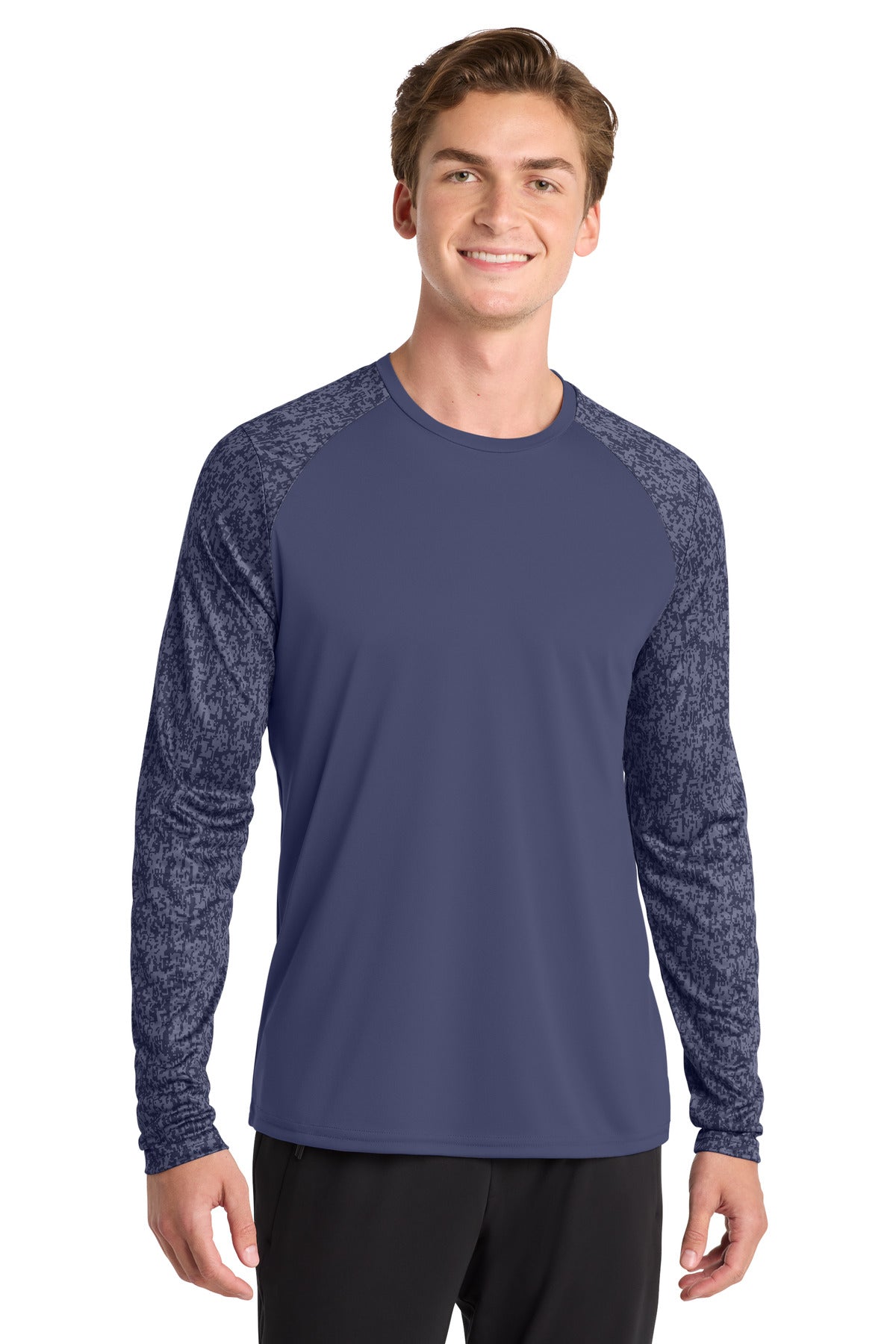 Sport-Tek  Long Sleeve Digi Camo Tee - True Navy