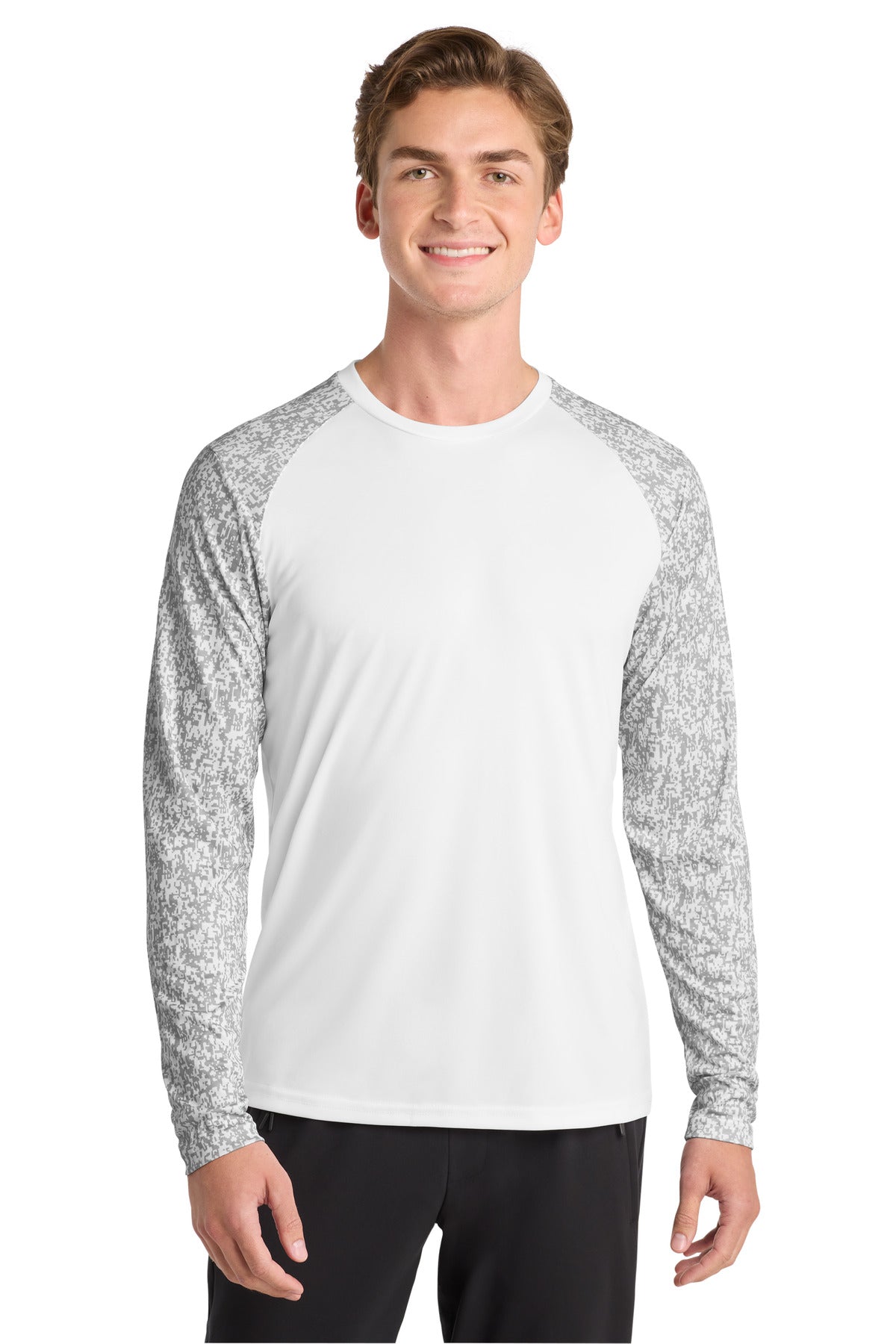 Sport-Tek  Long Sleeve Digi Camo Tee - White