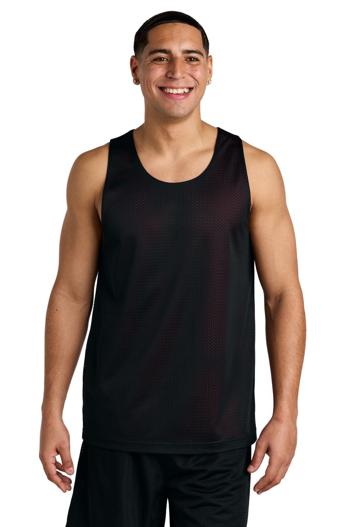 Sport-Tek PosiCharge Reversible Mesh Tank - Black/ Deep Red