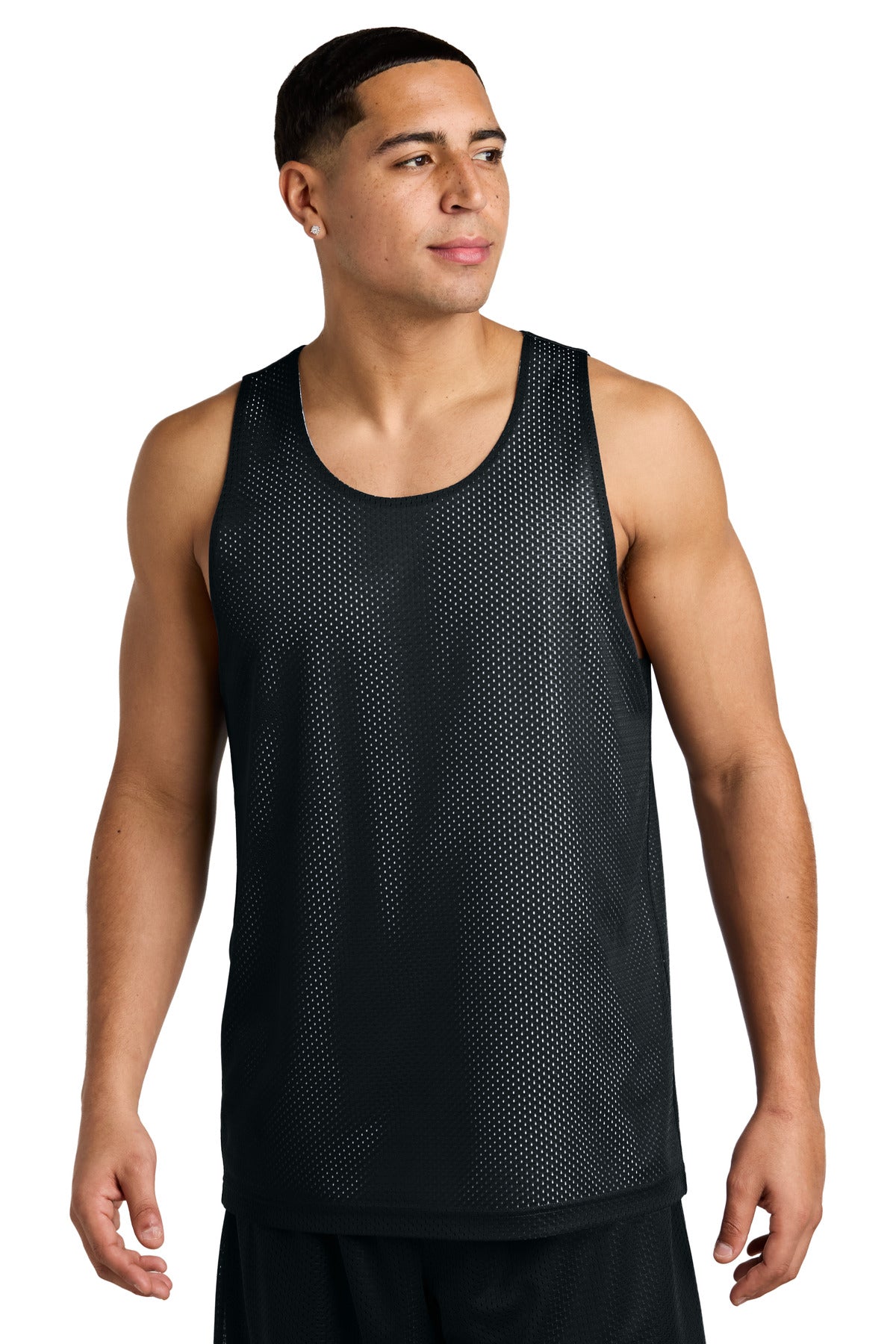 Sport-Tek PosiCharge Reversible Mesh Tank - Black/ White