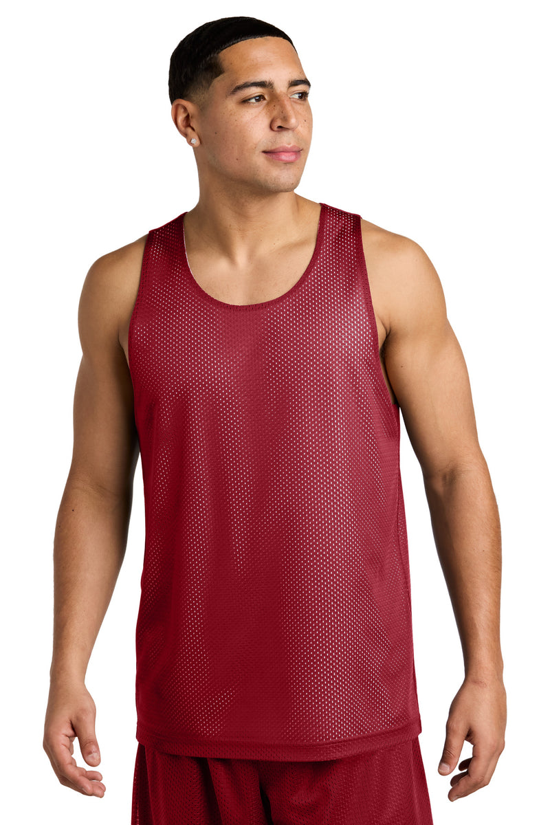 Sport-Tek PosiCharge Reversible Mesh Tank - Deep Red/ White