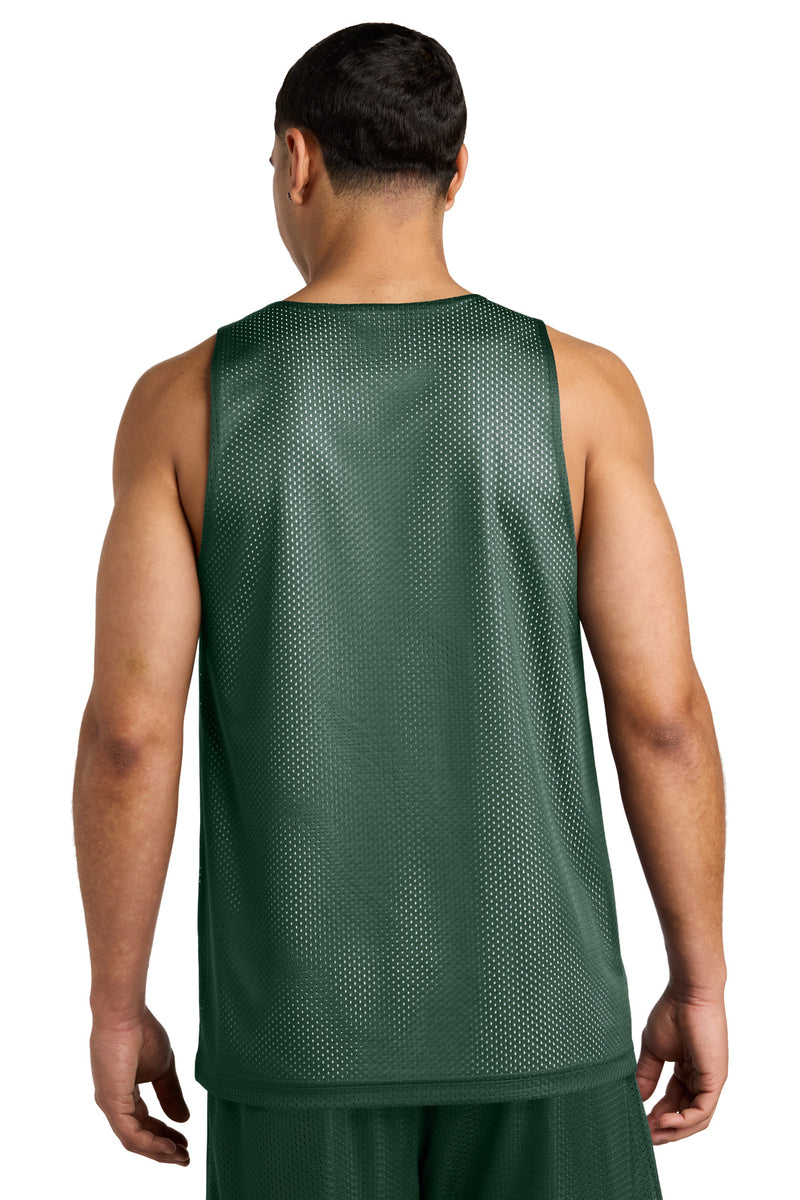 Sport-Tek PosiCharge Reversible Mesh Tank - Forest Green/ White