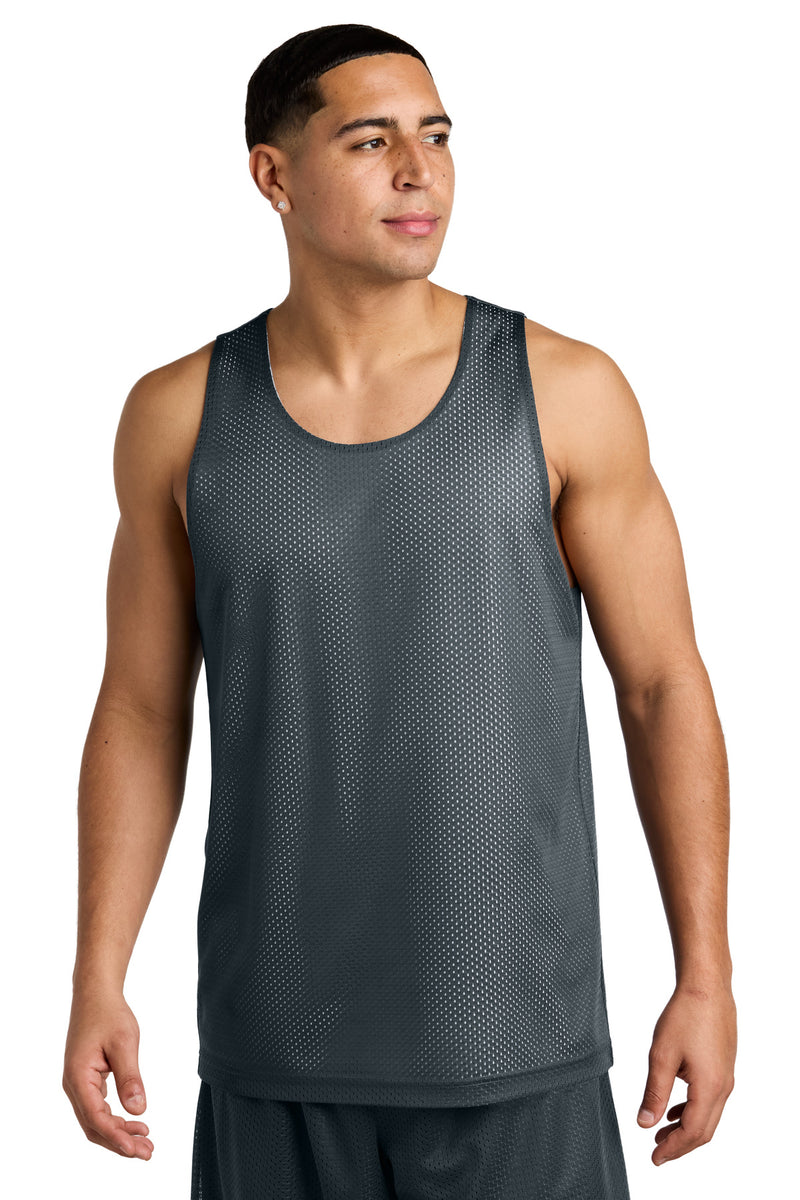 Sport-Tek PosiCharge Reversible Mesh Tank - Iron Grey/ White